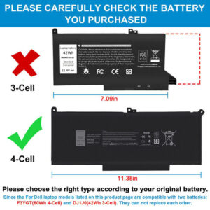 Bateria Para Dell Latitude 7000 7280 7290 7380 7480 7390 F3YGT - Image 3